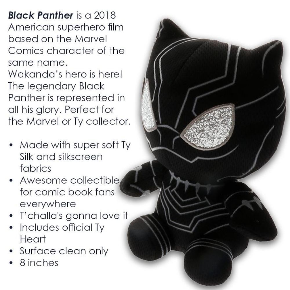 Ty Marvel Beanie Babies 𝐍𝐖𝐓 BLACK PANTHER - Picture 2 of 8